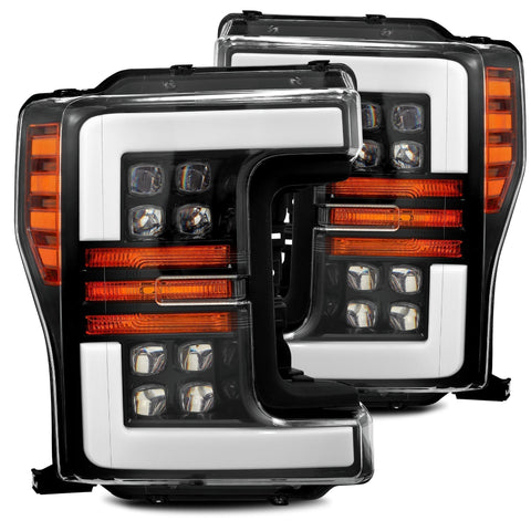 17-19 Ford Super Duty NOVA-Series LED Projector Headlights Jet Black | AlphaRex