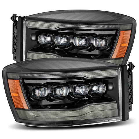 Alpha Rex 06-08 Dodge Ram NOVA-Series LED Projector Headlights Alpha-Black - CJC Off Road