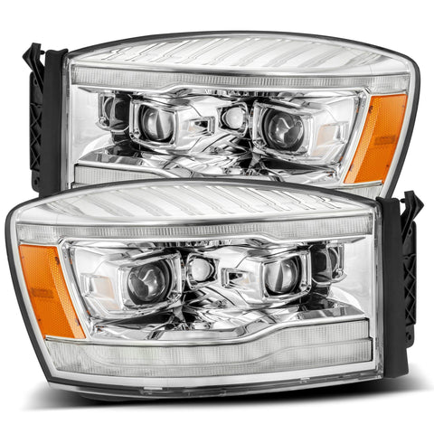 Alpha Rex 06-08 Dodge Ram LUXX-Series LED Projector Headlights Chrome - CJC Off Road