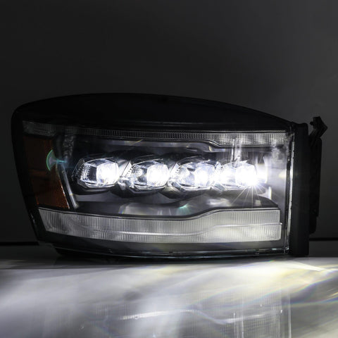 Alpha Rex 06-08 Dodge Ram NOVA-Series LED Projector Headlights Alpha-Black - CJC Off Road