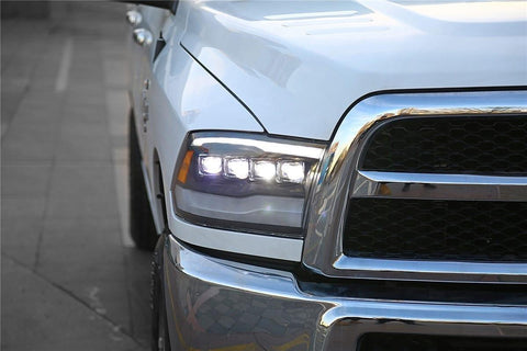 Alpha Rex 09-18 Ram Truck NOVA-Series LED Projector Headlights Jet Black - CJC Off Road