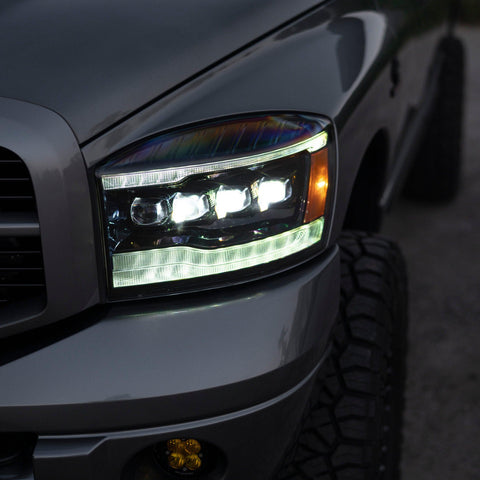 Alpha Rex 06-08 Dodge Ram NOVA-Series LED Projector Headlights Alpha-Black - CJC Off Road