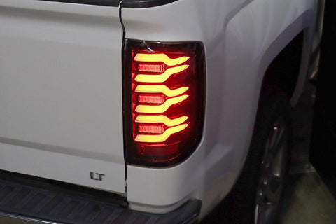 Alpha Rex 14-18 Chevrolet Silverado 1500 / 15-19 Silverado 2500HD/3500HD / 15-19 GMC Sierra 3500HD Dually LUXX-Series LED Tail Lights Black - CJC Off Road